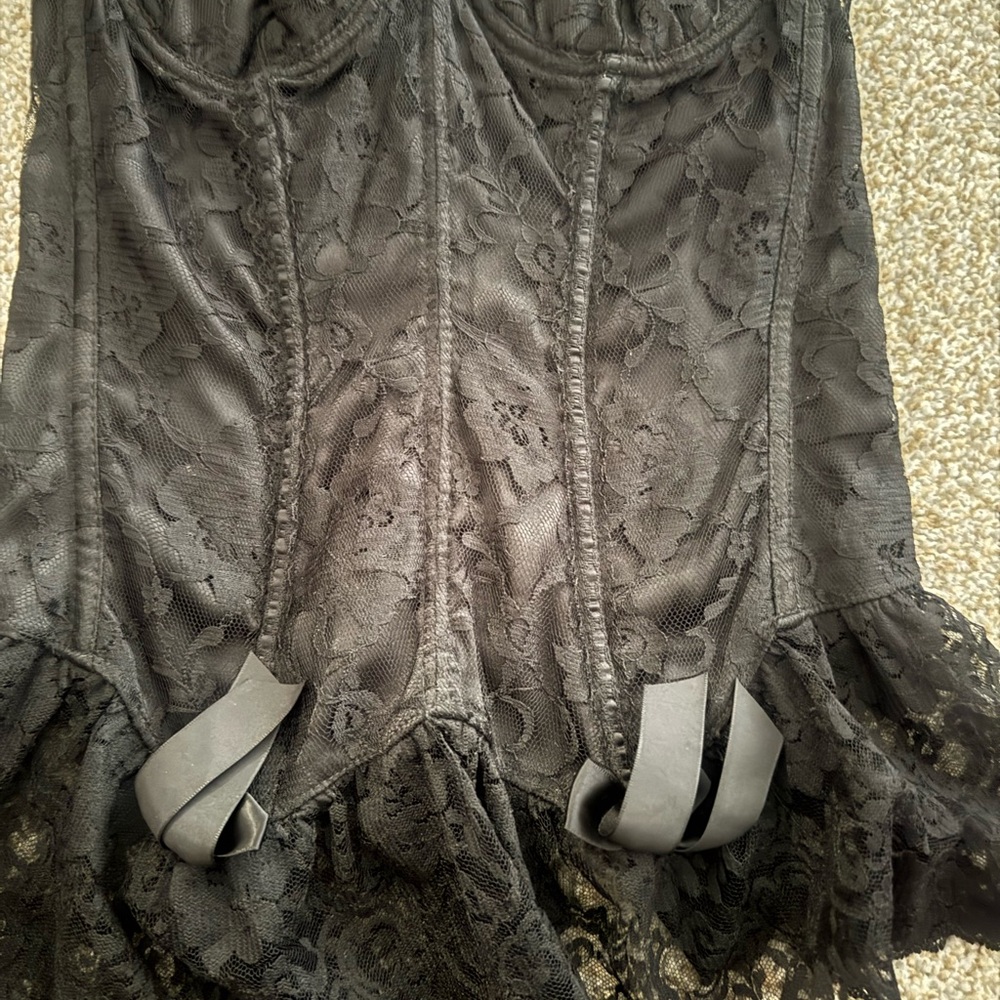 Frederick's of Hollywood Black Satin Lingerie
